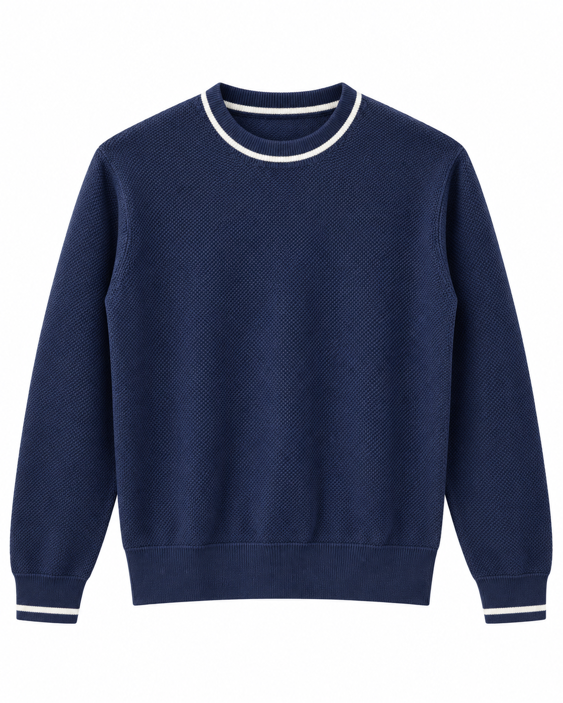 Long Sleeve Knit Tipping Crew Neck