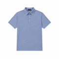 Heathered Blue Polo Shirt with Button-Down Collar