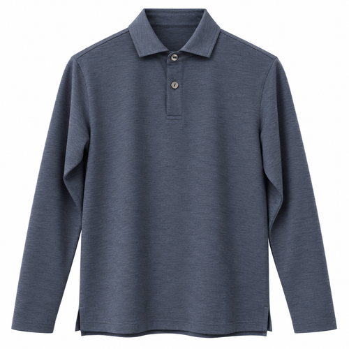 Long Sleeve Knitted Pullover with Cutaway Polo Collar