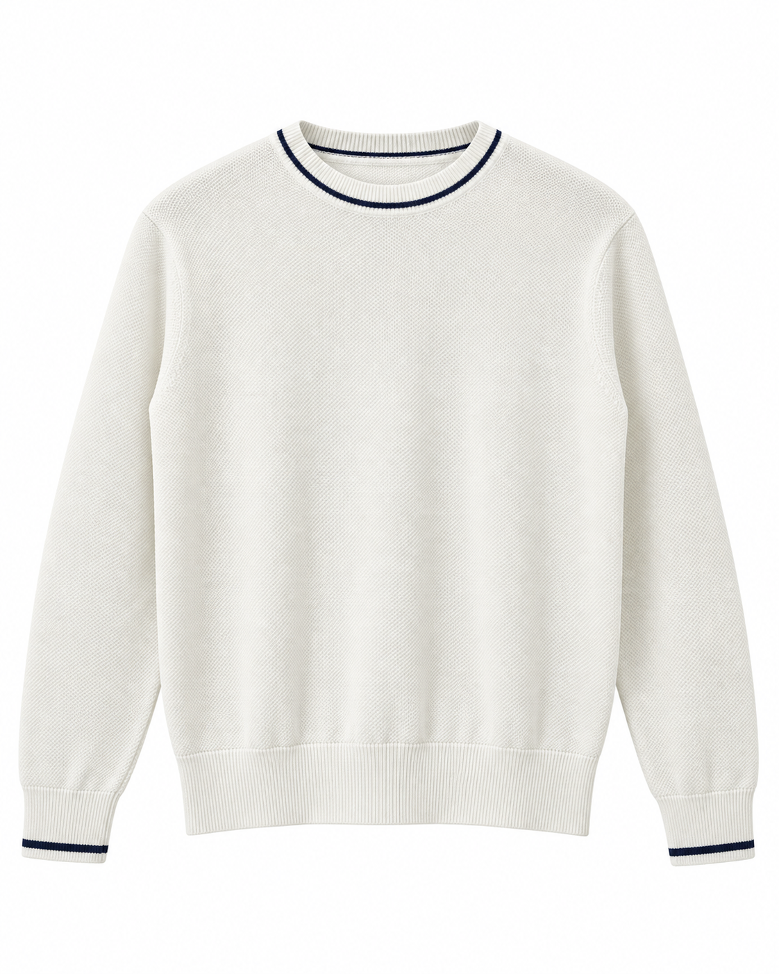 Long Sleeve Knit Tipping Crew Neck