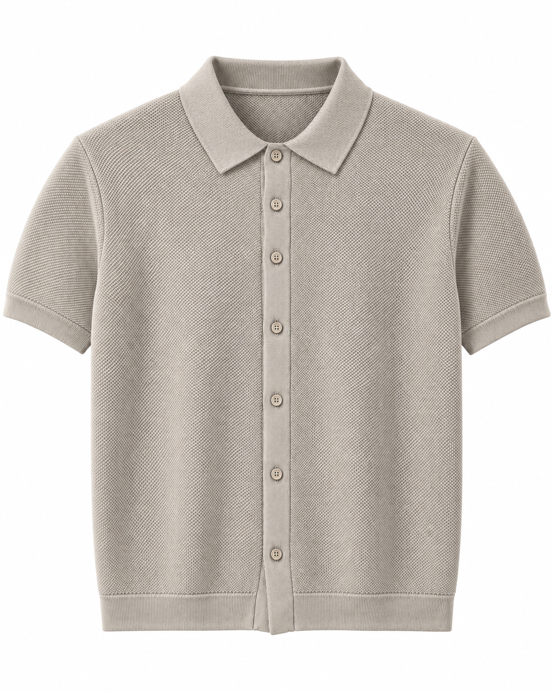 Short Sleeve Knit Button Cardigan with Cutaway Collar