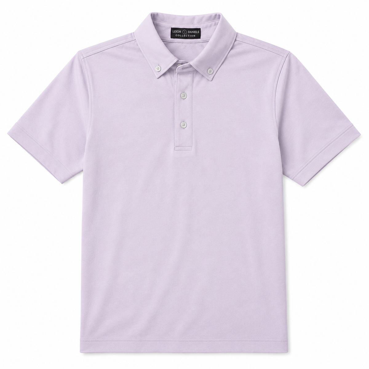 Lilac Polo Shirt with Button-Down Collar