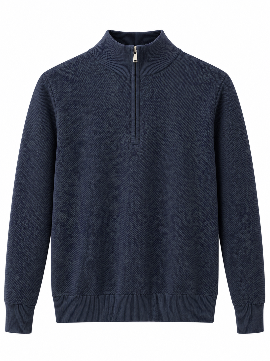 Long Sleeve Knit Mock Neck Zipper Puller