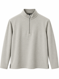 Long Sleeve Mock Neck Pullover with Zipper Placket