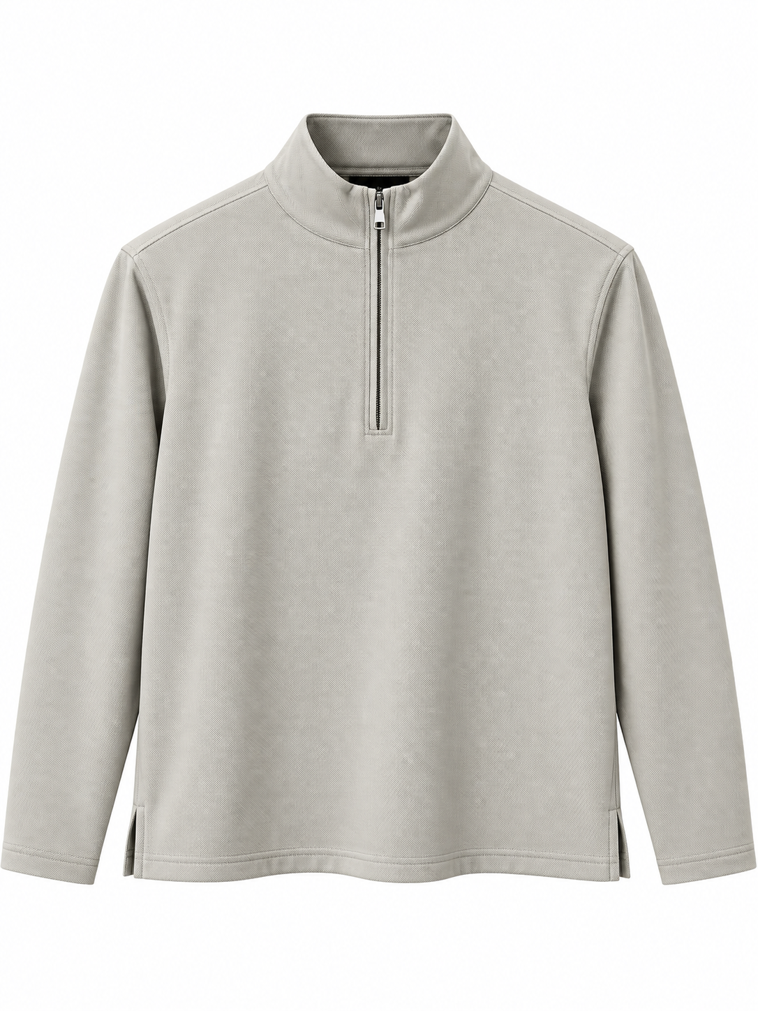 Long Sleeve Mock Neck Pullover with Zipper Placket
