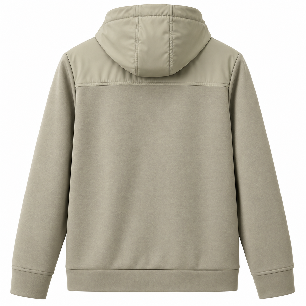 Long Sleeve Mixed Media Hooded Cardigan with Zipper
