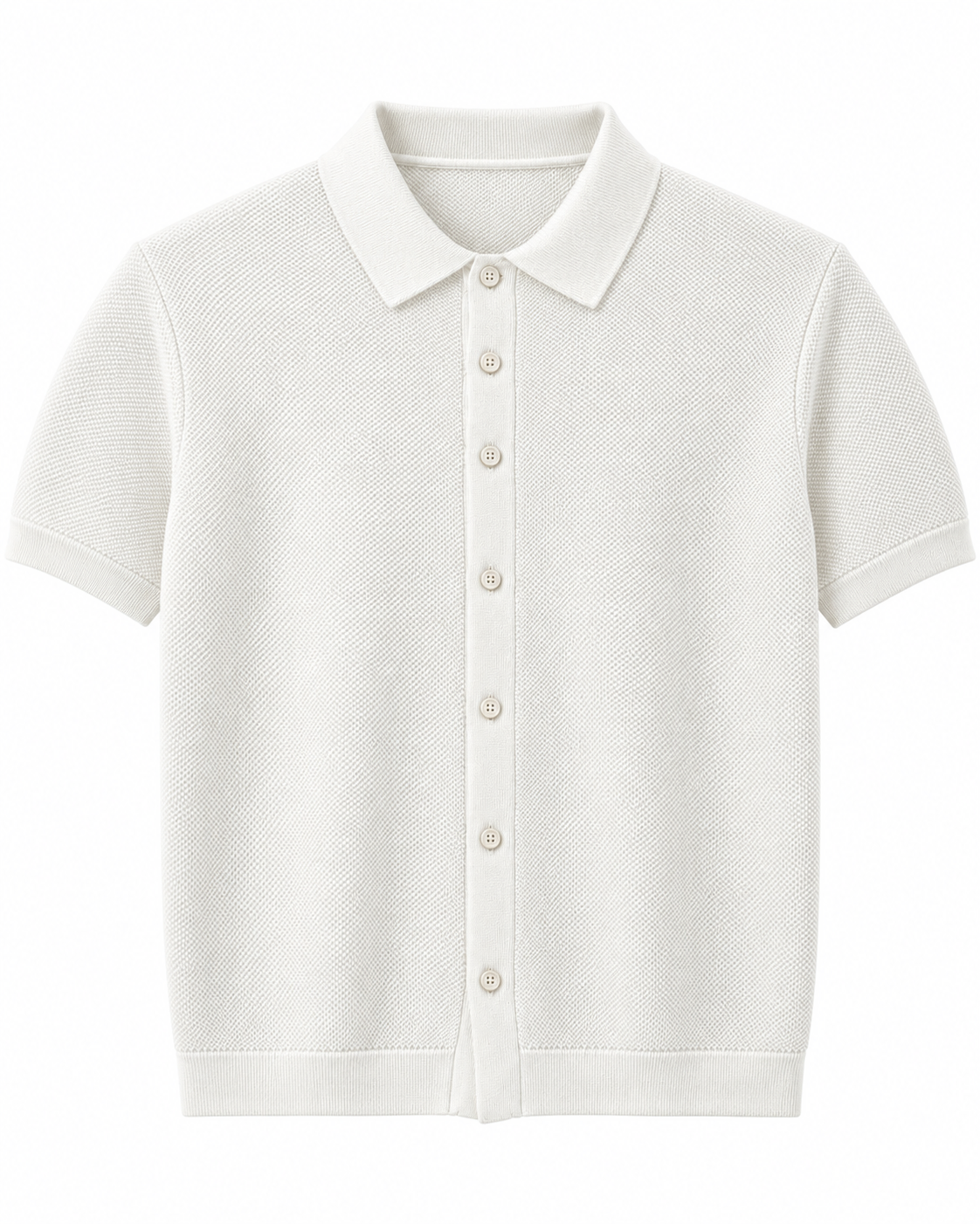 Short Sleeve Knit Button Cardigan with Cutaway Collar