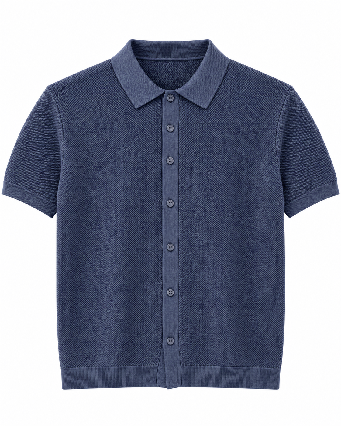 Short Sleeve Knit Button Cardigan with Cutaway Collar
