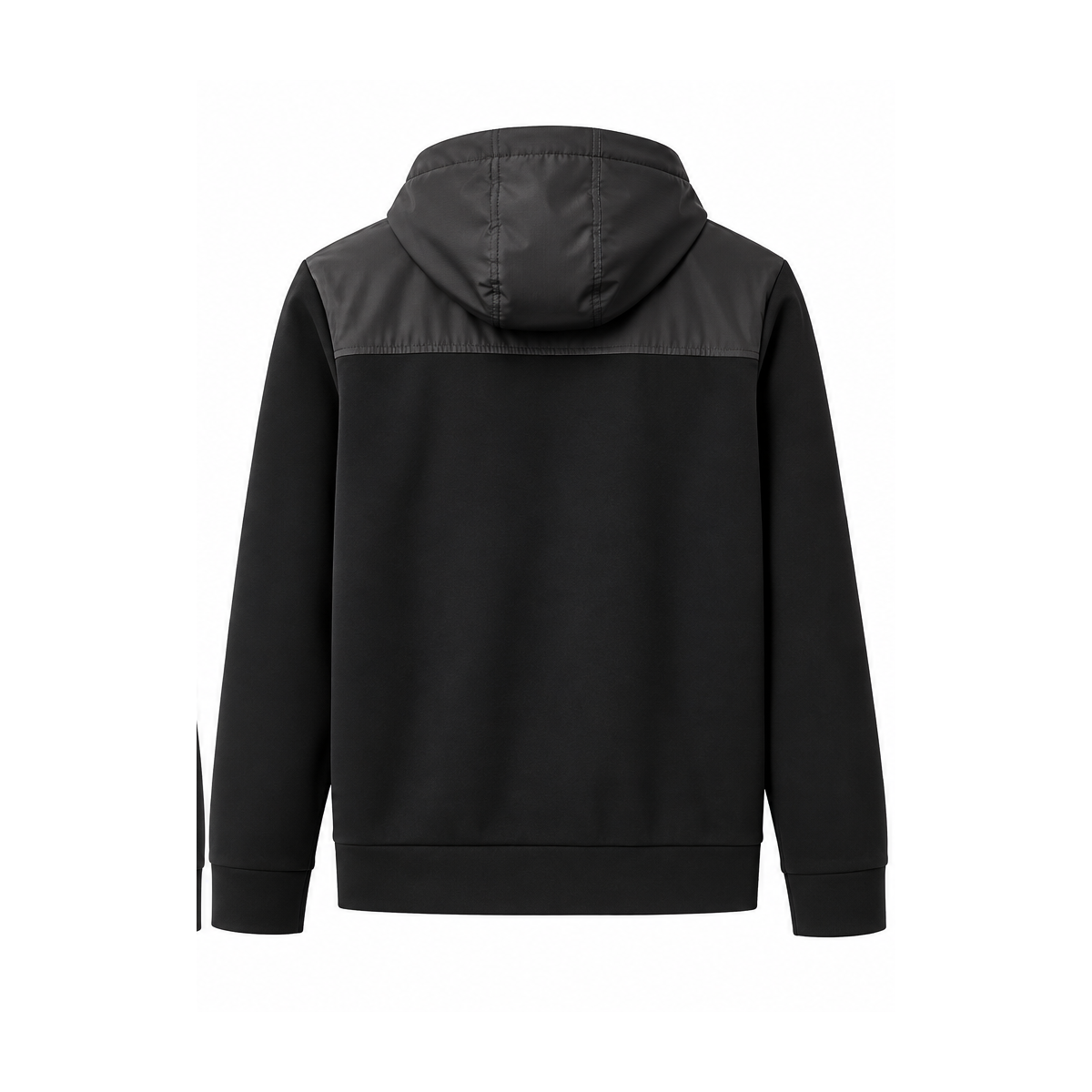 Long Sleeve Mixed Media Hooded Cardigan with Zipper